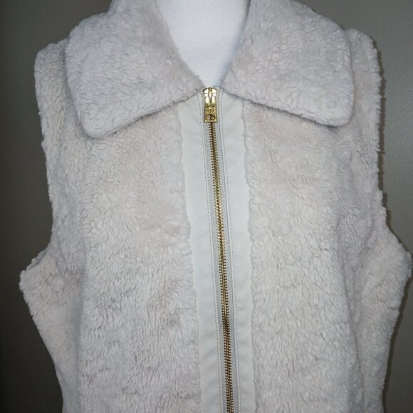ANDREW MARC NEW YORK FAUX FUR VEST, CREAM COLOR, SIZE PXL, OVERSIZED - Picture 2 of 6